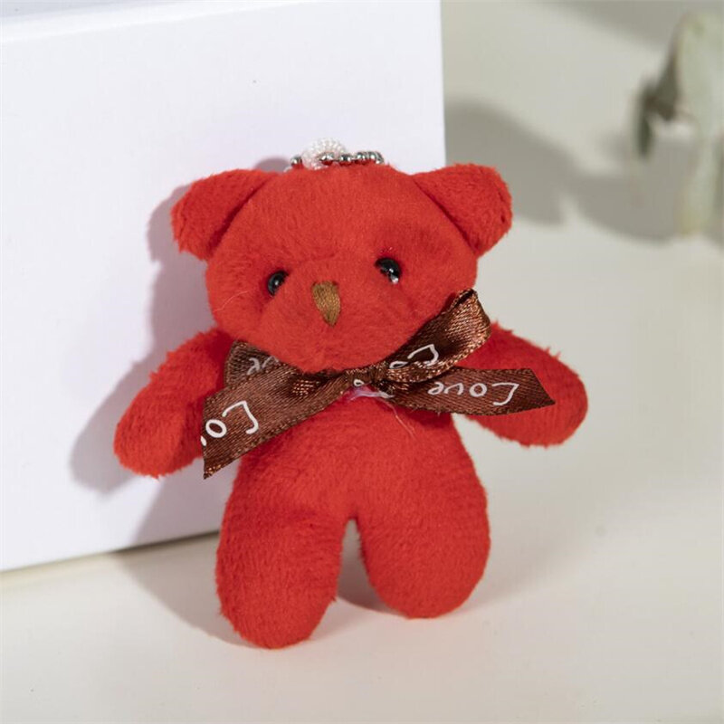 작은 곰 봉제 장난감 작은 인형 원피스 가방 키, 소녀 문자 나비 매듭 박제 펜던트, 귀여운 동물, 5 색, 8 cm