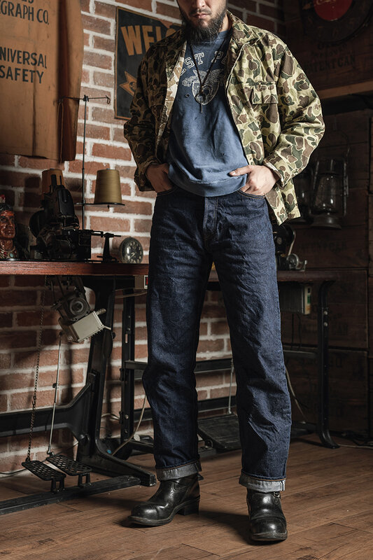 بنطلون جينز رجالي طراز برونسون 1947 جامد 14.5 أونصة من قماش الدنيم Selvedge الخام 47801XX