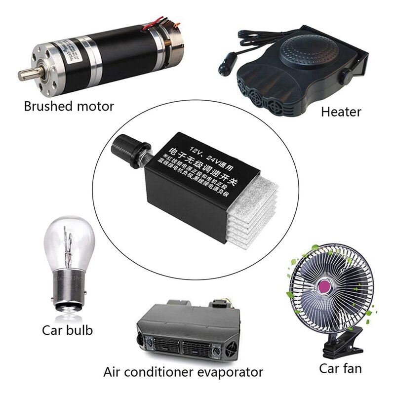 3Pc Motor Speed Regulator DC 12V/24V 10 A Motor Speed Controller Switch For Car Truck Fan Heater Control