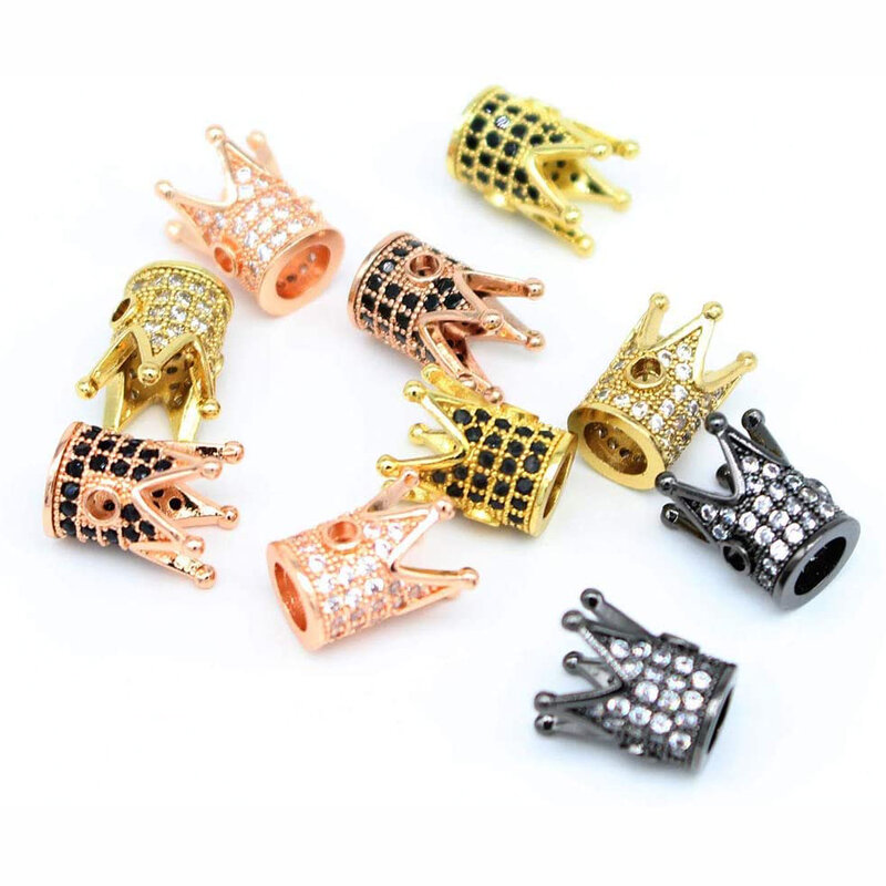 Entretoise de couronne Cz King pour bricolage, bijoux exécutifs, cubique, biscuits de cone contre-indiqué, pavé, connecteur de reine, perles, découverte d'accessoires, 50 pièces