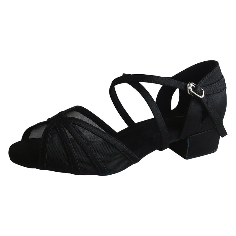 รองเท้าเต้นลาตินสำหรับผู้หญิงหญิงสาว, รองเท้าเต้นซัลซ่าแทงโก้สำหรับงานเต้นรำงานปาร์ตี้ทำจากหนังนิ่มส้นรองเท้าส้นเข็ม4.5ซม.
