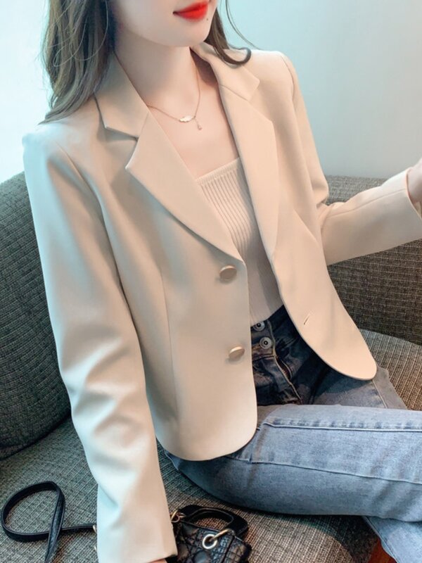 Jaqueta francesa de terno curto feminino, terno profissional de alta qualidade, top versátil, pequeno, casual, alta qualidade, primavera, outono