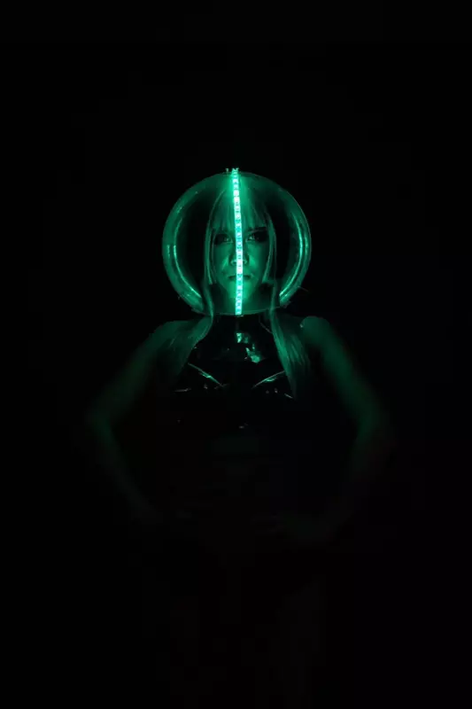 Capacete Traje Transparente LED com Controle Remoto, Cap Cor Variável para Festa, Performance de Palco, Boate Cosplay, DJ e DS