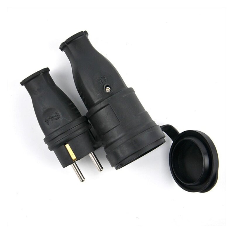 16A 220V-250V 2P+E European High-power Rubber Industrial Male & Female Plug Socket IP44 Waterproof Electrical Connector