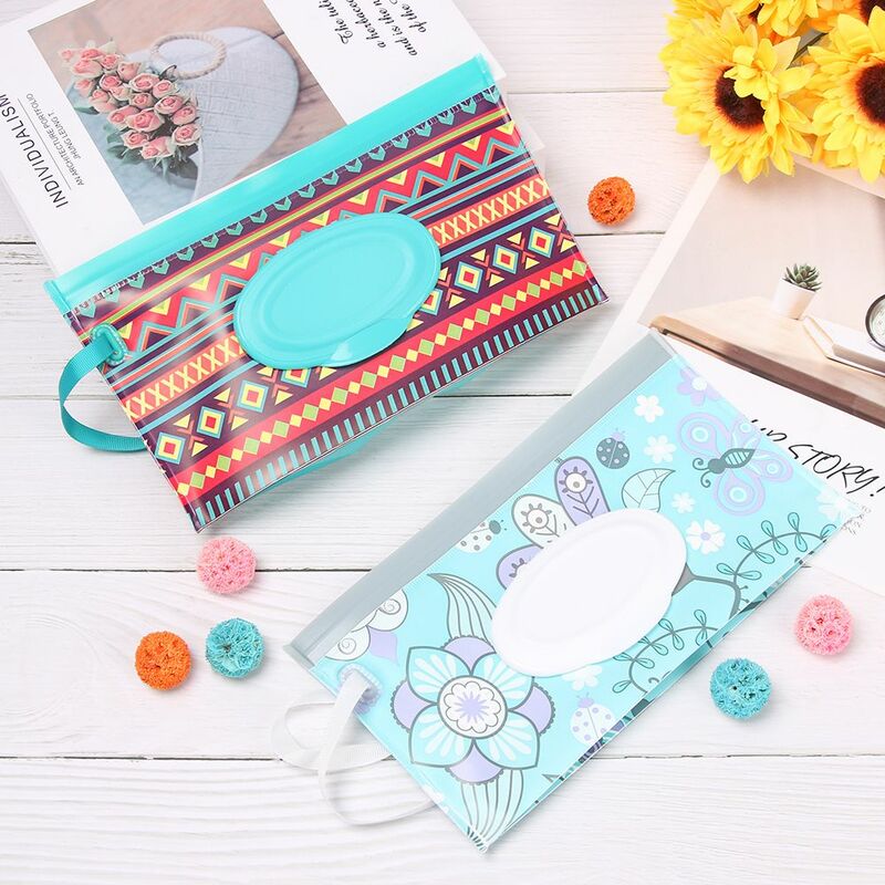 Cartoon Pattern EVA Baby Wet Wipe Bag Flip Cover Cleaning Wipes Holder Case Reusable Refillable Tissue Box Stroller Accessories
