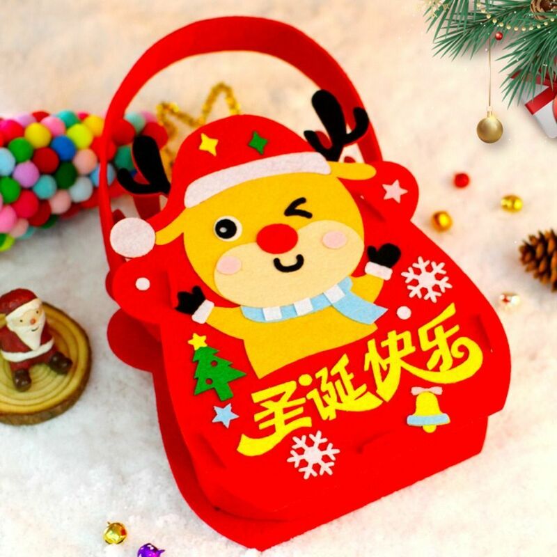 Cartoon Felt Bag for Kids Árvore de Natal Boneco de neve Papai Noel, brinquedos para crianças, decoração do jardim de infância, artesanato, brinquedos educativos, DIY