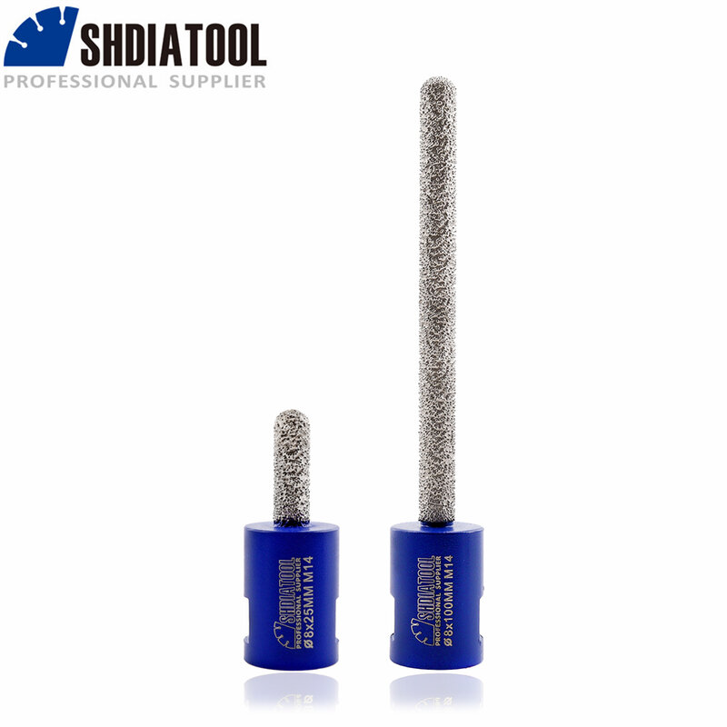SHDIATOOL Dia8mm Diamond Milling Bit For Mortar Raking Mortar Removal Brick Stone Porcelain 25/100mm Length M14 Thread Grinding