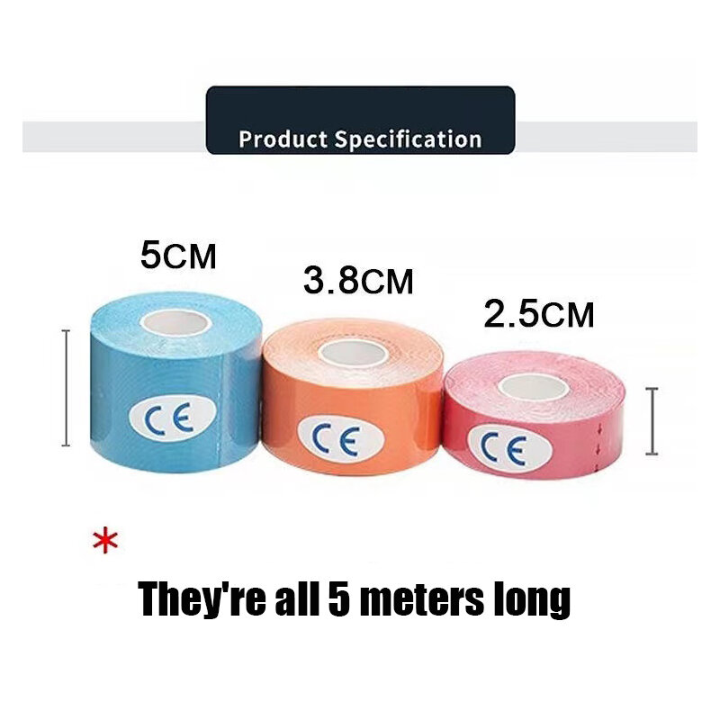 5M Size Kinesiology Tape Athletic Elastoplast Sport Recovery Strapping Gym Waterproof Tennis Muscle Pain Relief Bandage