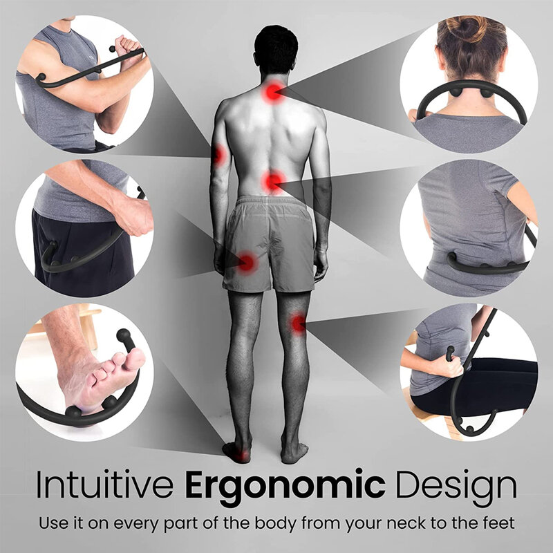 Tcare-costas pescoço e pé massageador, Trigger Point, Fibromialgia alívio da dor, auto massagem gancho, Cane Therapy, Costas Scratcher