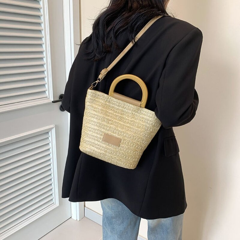 Модная плетеная Сумка из соломы, Женская вместительная Повседневная сумка через плечо, сексуальная сумка