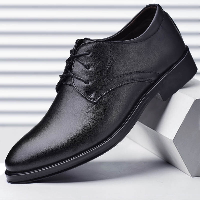 Sapatos para homem sapatos de couro sapatos de vestido de negócios tudo-jogo casual absorção de choque calçado resistente ao desgaste chaussure homme