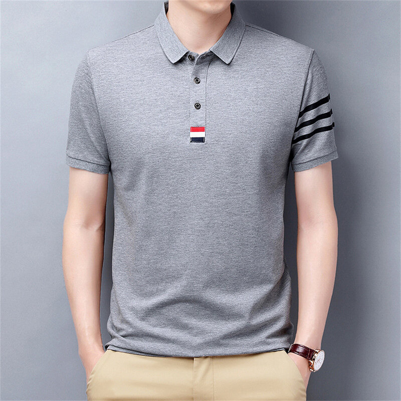 Letnia męska koszulka POLO z krótkim rękawem, minimalistyczna męska koszulka POLO