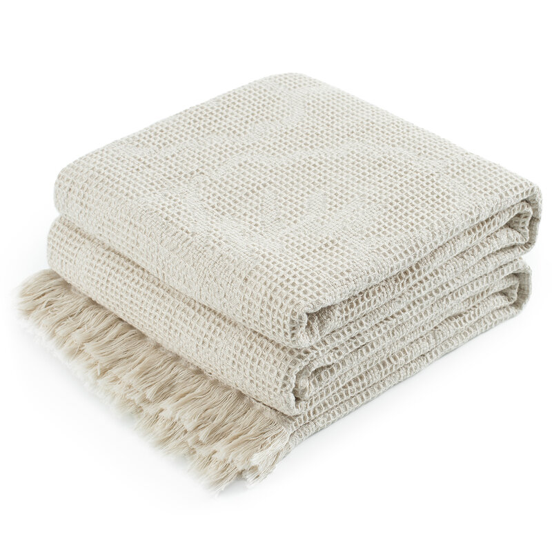 VERAMUSE-Manta de verano con borlas, manta decorativa ligera de granja para sofá y cama, 100% algodón