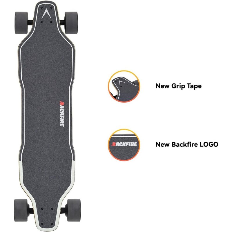 Skate Longboard elétrico com engrenagem protetora, preto, 5 Ah, 18.7 Wh bateria, 11 a 12.5 Miles Range, Novo, 2024