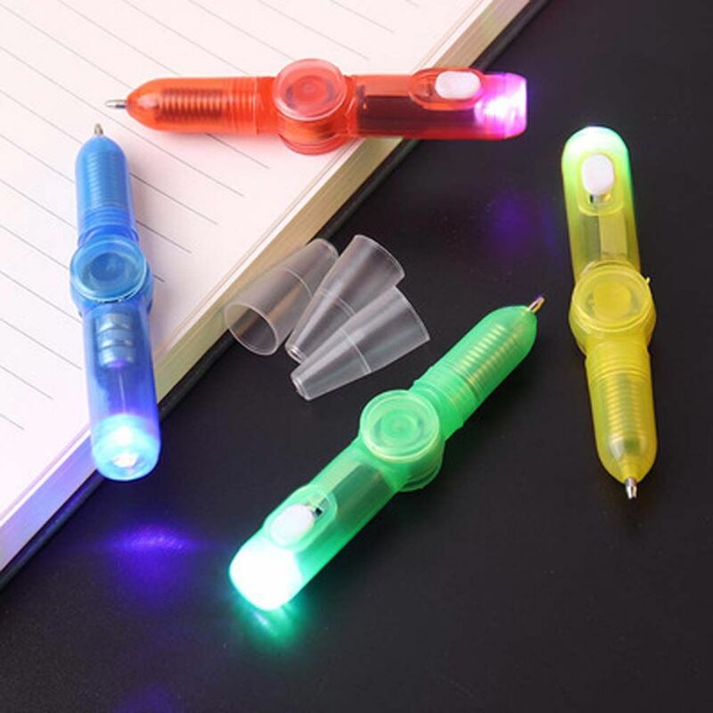 Licht Combo Draaiende Top Stress Reliëf Speelgoed Kantoorbenodigdheden Balpen Onzichtbare Glow Inkt Pen Vingertop Gyro Draaiende Pen