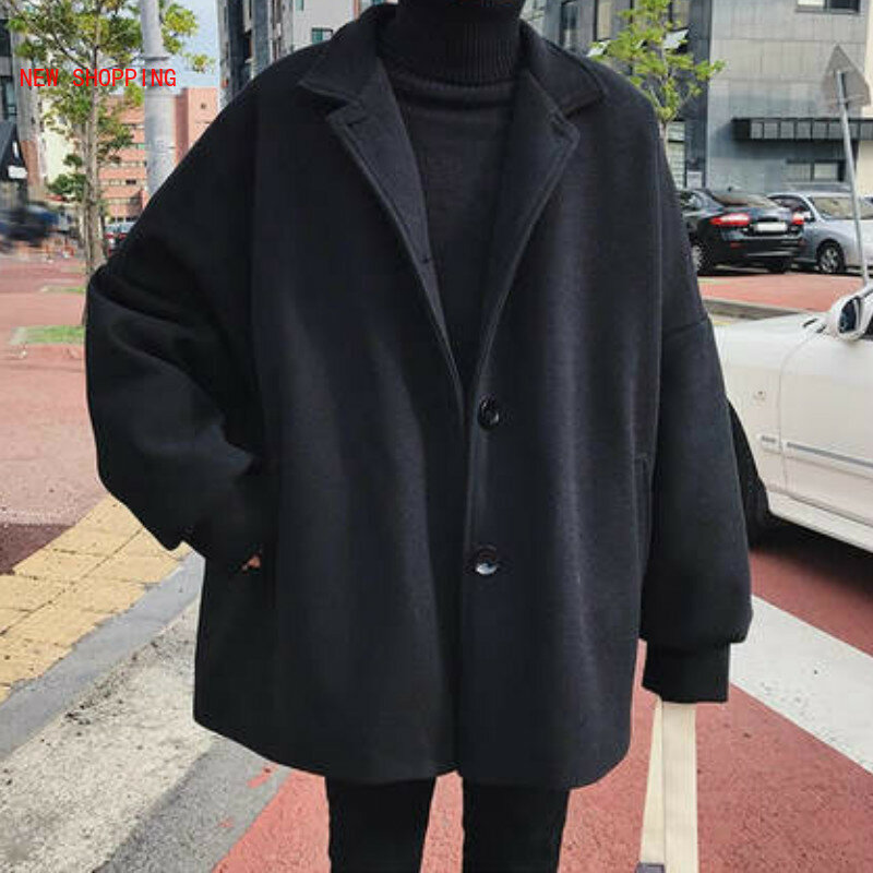 Harajuku – veste en laine noire pour femme, manteau ample surdimensionné, mode coréenne, Streetwear épais