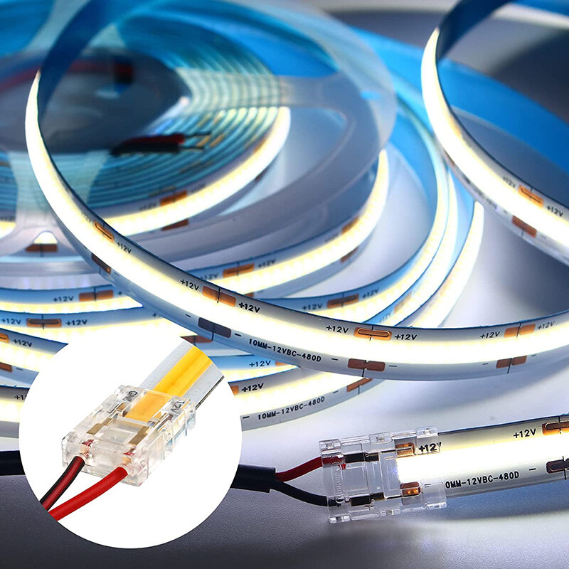 COB 스트립-와이어 LED 커넥터, CCT FCOB RGB LED 스트립 조명용 연결 솔더리스 확장, 2 핀, 3 핀, 4 핀 커넥터, 5mm, 8mm, 10mm