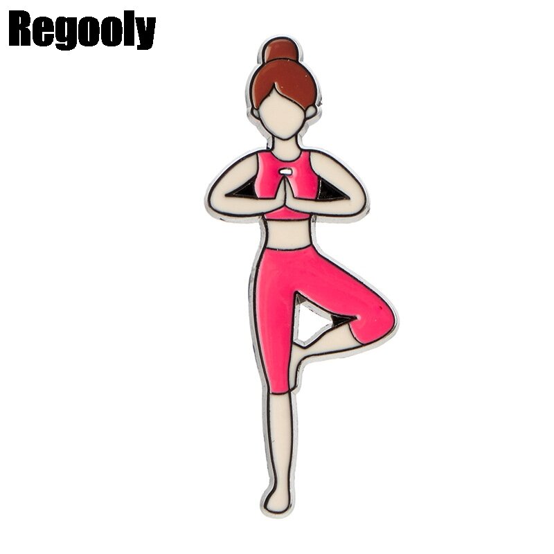Exercício yoga meninas metal esmalte broches e pinos para pinos de lapela mochila crachá presentes colar jóias presentes