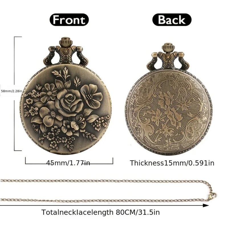1 шт., женские кварцевые часы с подвеской в виде лепестков розы