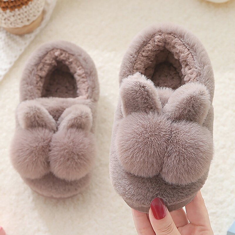 Zapatos cálidos de felpa para niños pequeños, zapatillas antideslizantes de suela suave para interiores, Otoño e Invierno