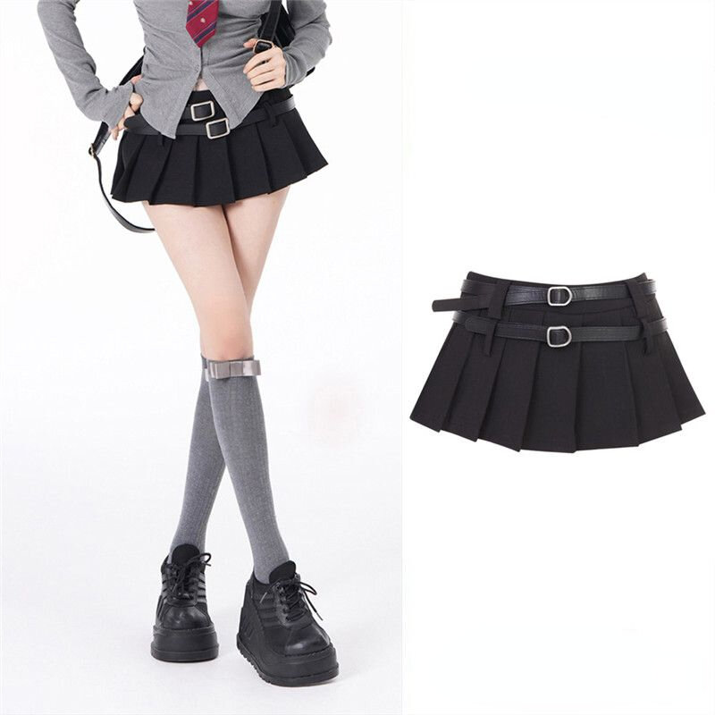 Y2k Skirt Korean Style Harajuku Kawaii Mini Skirt Hot Girl Campus Style Pleated Skirt Black All Match High Waist A-line Skirt