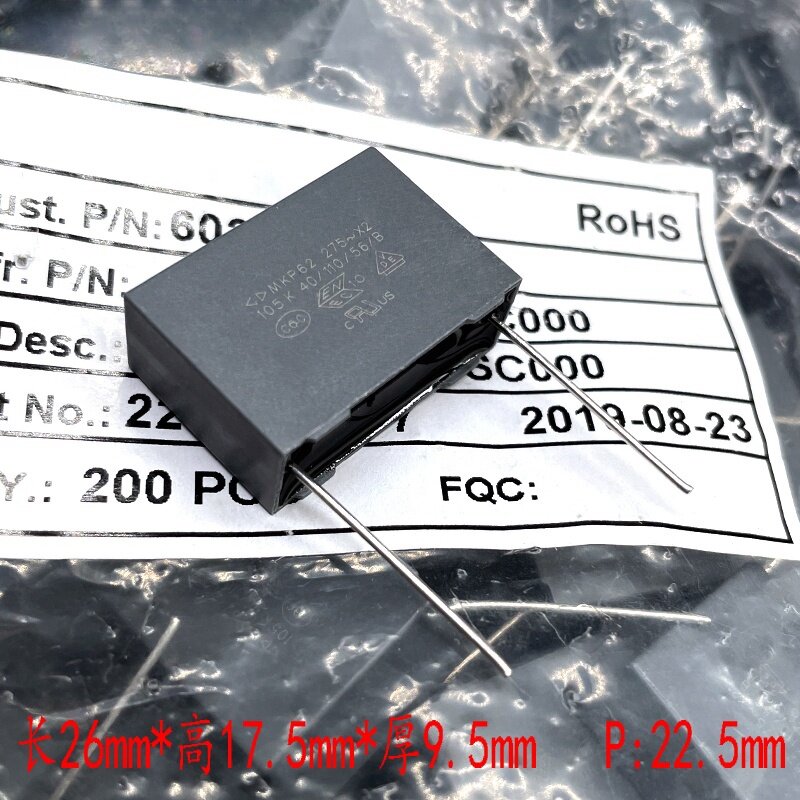 Condensador de película de seguridad, dispositivo de filtración de película de seguridad, 10 piezas, p62, 105, 1uf, 1,0 uf, 275v, 305v, C42P2105K