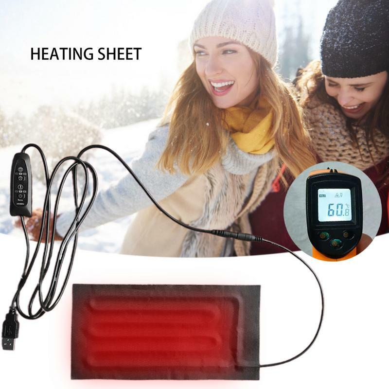 5V Electric Heating Pad USB Carbon Fiber Heated Pad Temperature Adjustable Fast Heating Sheet DIY Heated Clothing Accessories