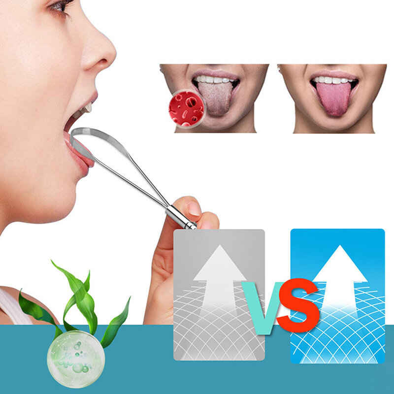 Raspador de lengua de doble cara de un solo Mango, cepillo limpiador de lengua Oral de acero inoxidable, cepillo de dientes de lengua, herramientas de cuidado de higiene bucal