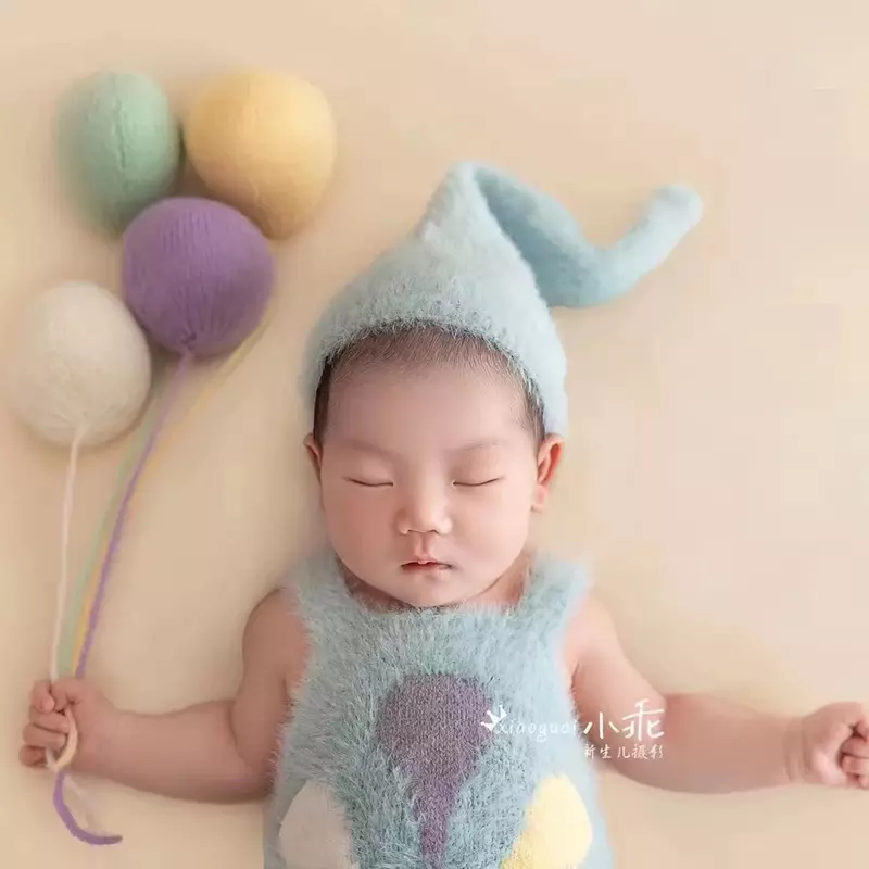 Fotografia noworodka dziecko odzież z dzianiny rekwizyty miękki moherowy kapelusz kombinezon sesja zdjęciowa akcesoria fotograficzne dla noworodka