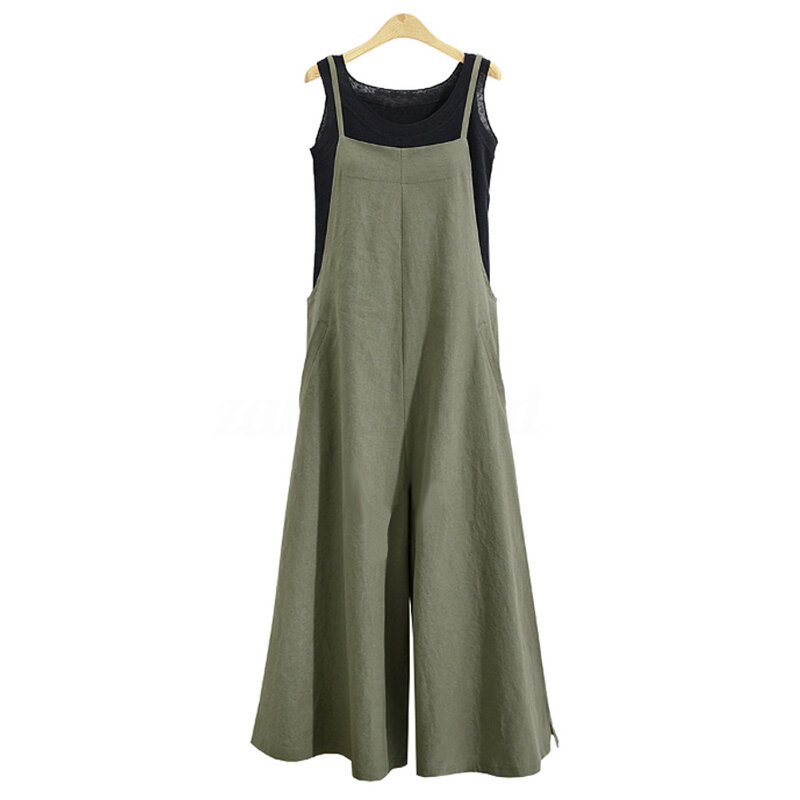 Frauen Casual Solide Strampler Sleeveless Strumpfhose Anzug Breite Bein Harajuku Mode Schwarz Overall Baumwolle Elegante Overall 2022