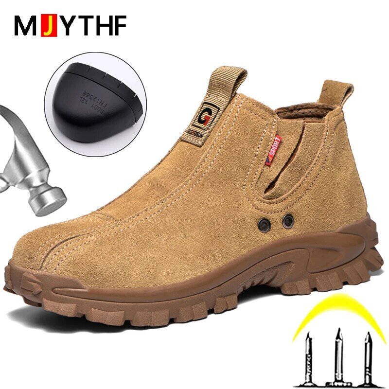 Outdoor Work Boots Safety Steel Toe Shoes Men Spark Resistant Welding Shoes Anti-smashing Anti-stab Safety Shoes Indestructible