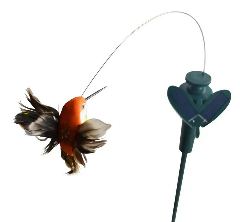Alas de plumas de colibrí onduladas solares, juguete de colibrí volador de cola