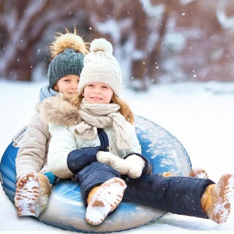 Tabung salju untuk kereta luncur tugas berat tabung kereta luncur salju dengan 2 pegangan yang dapat dilipat mainan musim dingin luar ruangan untuk anak-anak dewasa keluarga