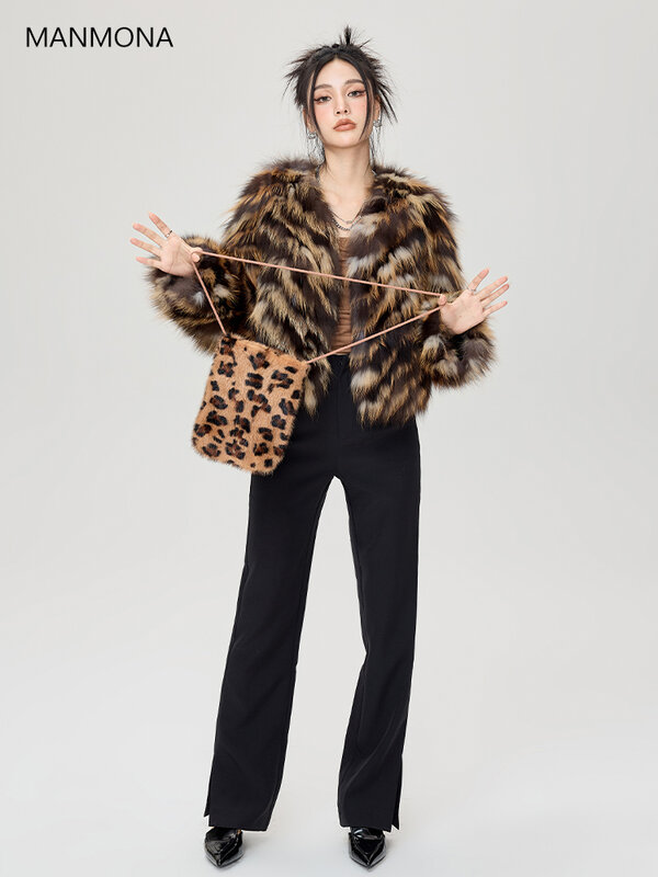 秋の新スタイル全体の財布革キツネの毛皮の毛皮のコートの女性のレアキツネステッチ