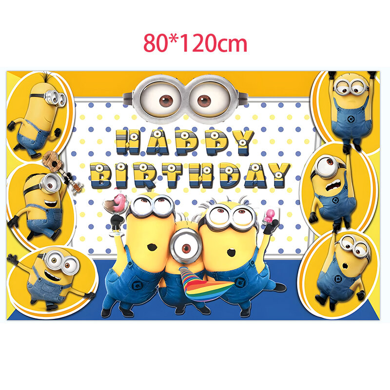 Miniones Kids Birthday Party Decoration Balloon Banner Backdrop Tableware Cake Topper Party Supplies Baby Shower