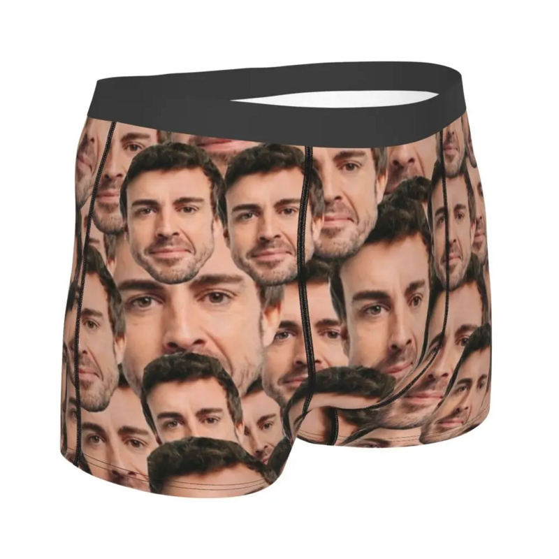 Fernando alonso lustige Kopf Männer lange Unterwäsche Boxershorts Shorts Höschen Neuheit atmungsaktive Unterhose für Männer plus Größe