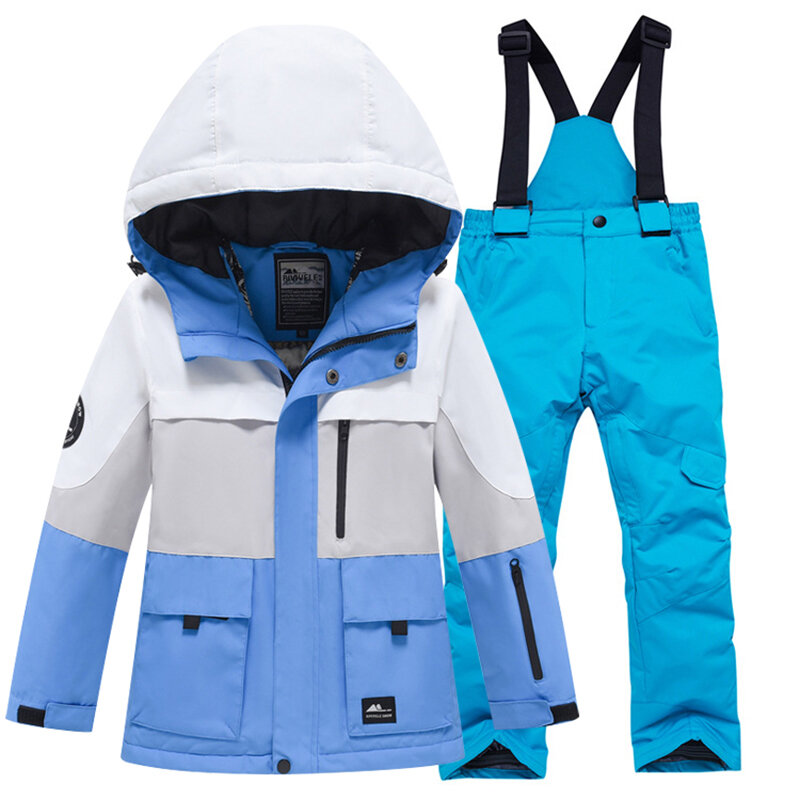 -30 ℃ 5-16 Jahre alte Kinder Schnee anzug Set Jungen und Mädchen warme und wasserdichte Ski anzüge Luxus Offroad Jacken und Hosen