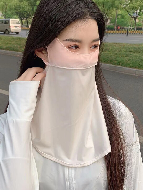 Summer Facekini Hot Sale New Ice Silk Women Mask Sunscreen Anti-ultraviolet Breathable Polyester