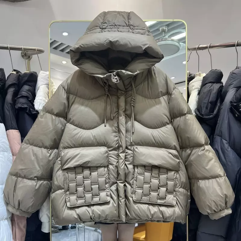 Manteau court en duvet de canard blanc pour femme, parka à capuche, vestes décontractées, mode hivernale, nouveau, 2023