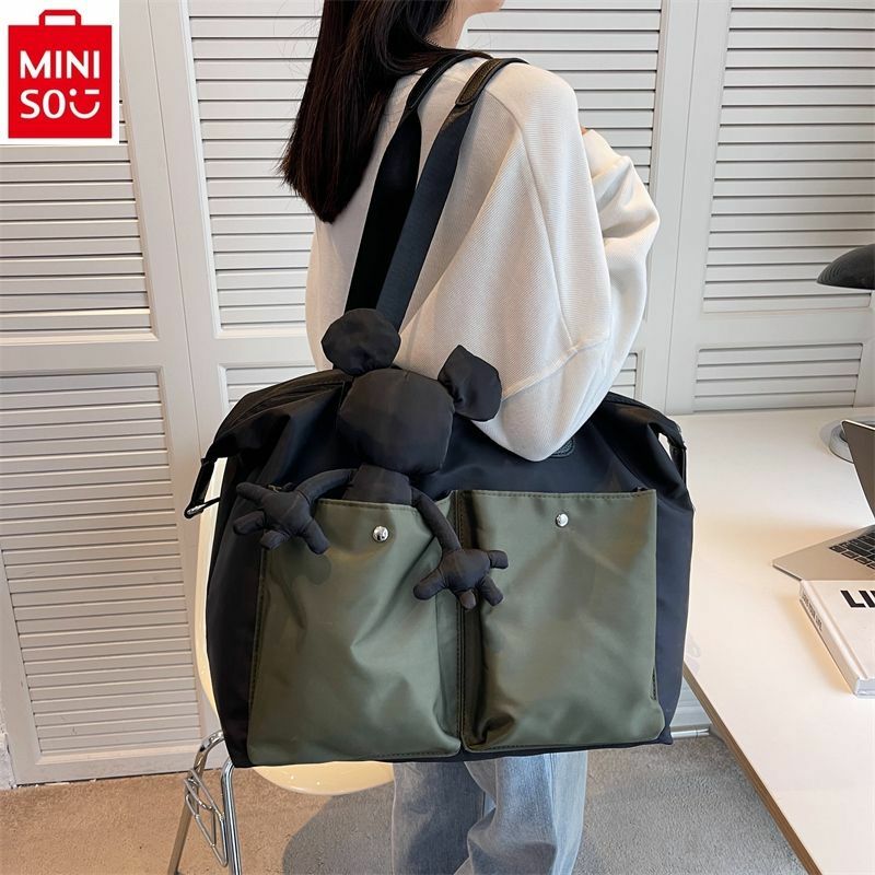 MINISO Disney Cartoon Mickey Printed Luggage Bag Student Portable Handheld One Shoulder Large Capacity Storage Bag