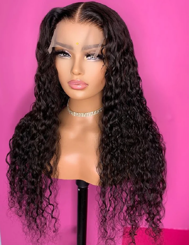 Soft 26Inch 180Density  Babyhair Black Kinky Curly Lace Front Wig Long For Black Women Heat Resistant Preplucked Glueless Daily