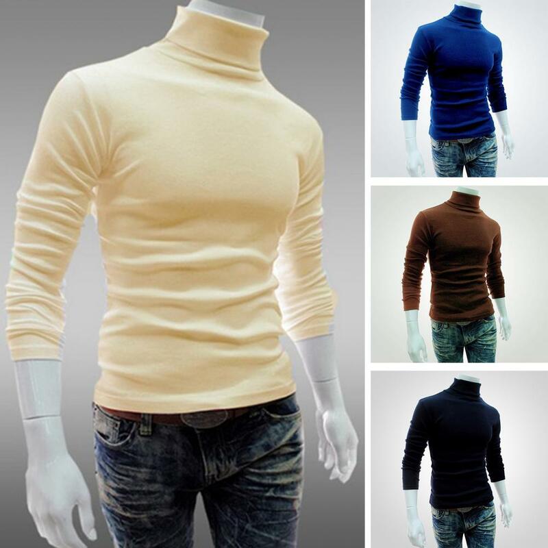 Half-Hoge Kraag Populaire Pure Kleur Elastische Mannen Tops Fitness Lente Shirt Effen Kleur Dagelijkse Kleding