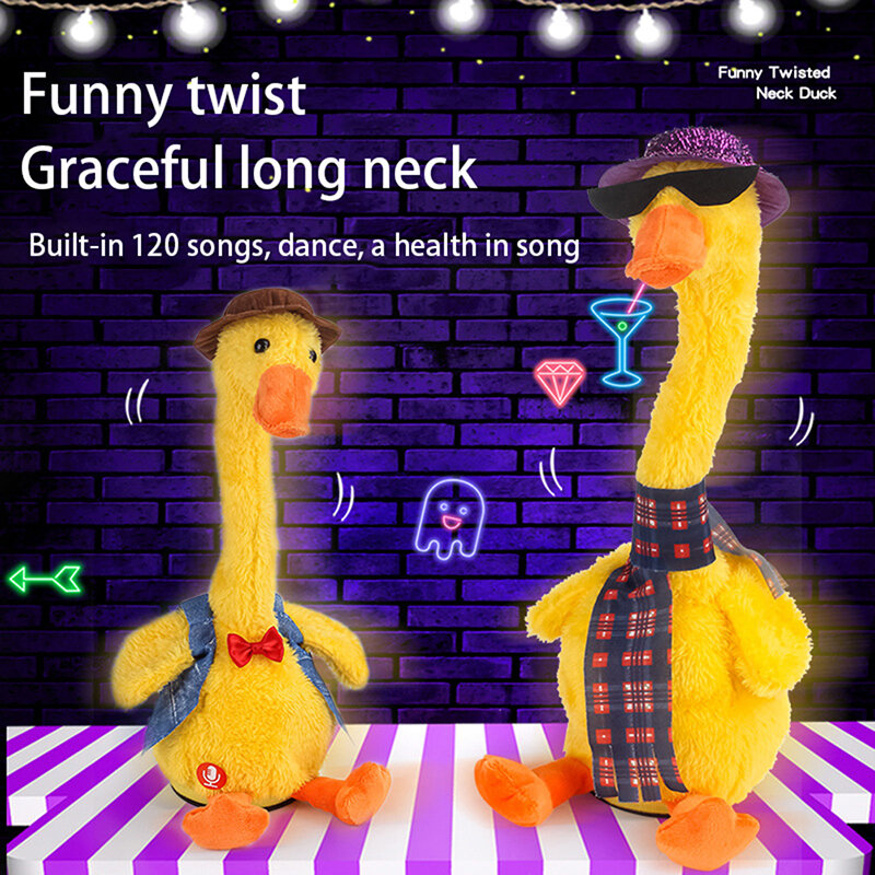 Dancing Duck Electronic Plush Toys Repeat Talking Sing Record Voice usb charge Funny Music Luminescent Gifts Plush Toy