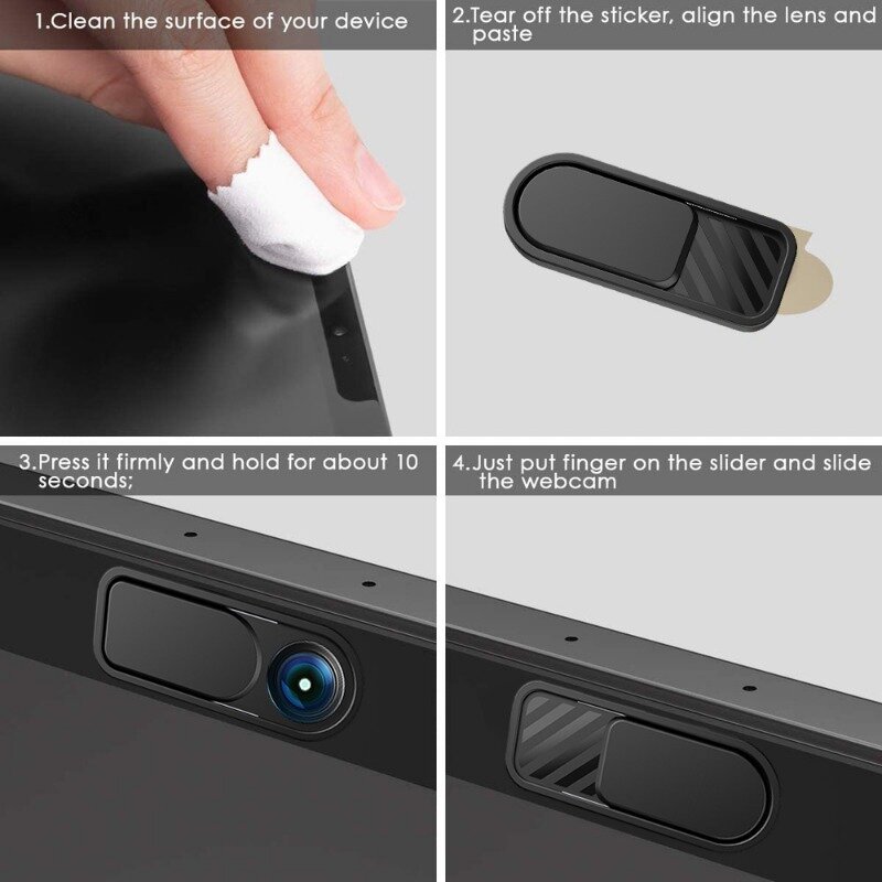 Capa de plástico Webcam para iPad Tablet, Slider ímã do obturador, Lentes para telefone móvel, Privacidade Etiqueta, Web Laptop, PC