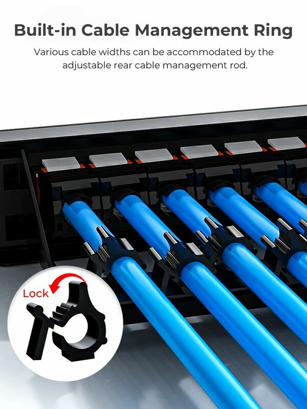 WoeoW 24 Port Blank Patch Panel UTP with Adjustable Rear Cable Management Bar for RJ45 CAT5e, CAT6, CAT6A, USB, HDMI