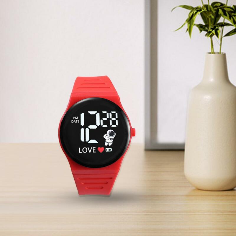 Silicone Wristband Watch Display Watch Adjustable Led Electronic Watch Spaceman Pattern Soft Silicone Strap for Men Women Girls