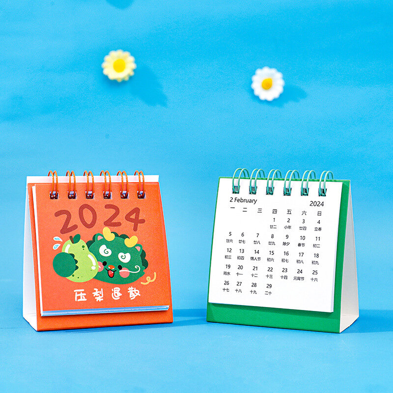 2024 Mini Calendar Cute Desk Daily Scheduler Calendar Planner Standing Calendar Desktop Ornament Guest Gifts Office Supplies