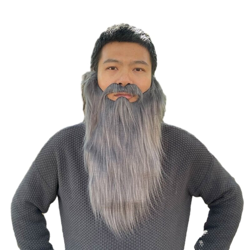 Fake Beards Costume Beard Old Man Mustache Costume Halloween Funny Beard Facial Hair Accessories for Cosplay Party