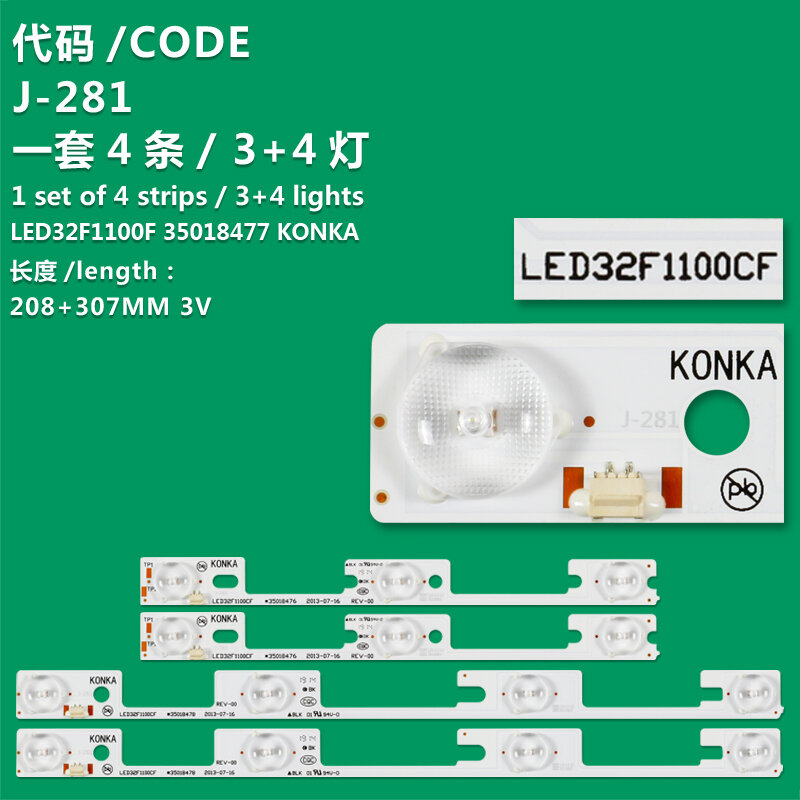 Tira retroiluminada aplicável à Konka LED32F1100CF LED32F1160CF 35018476 35018478
