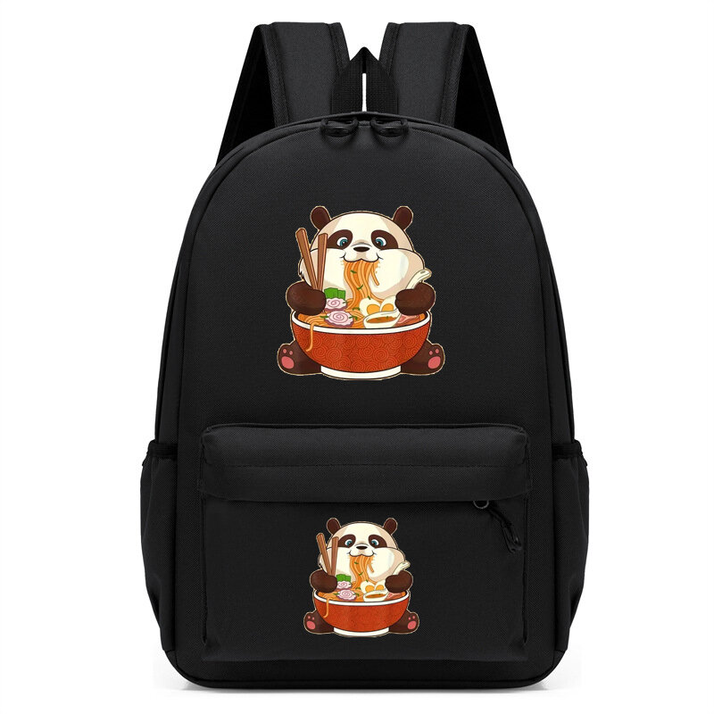 Panda dos desenhos animados das crianças comer mochila Ramen, bonito jardim de infância Schoolbag, crianças Bookbag, meninas Anime Animal Bag, adolescente